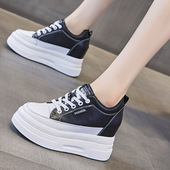 10cm超高跟松糕底百搭休闲单鞋 增高12cm小白鞋 厚底内增高女鞋