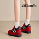 春秋真皮百搭厚底小个子休闲运动赛车鞋 9cm内增高红色德训鞋 女鞋