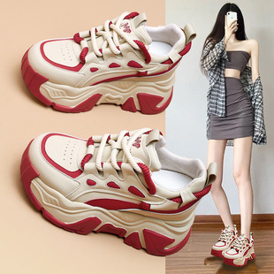8cm内增高厚底老爹鞋女2025秋冬爆款休闲运动鞋女百搭潮松糕女鞋