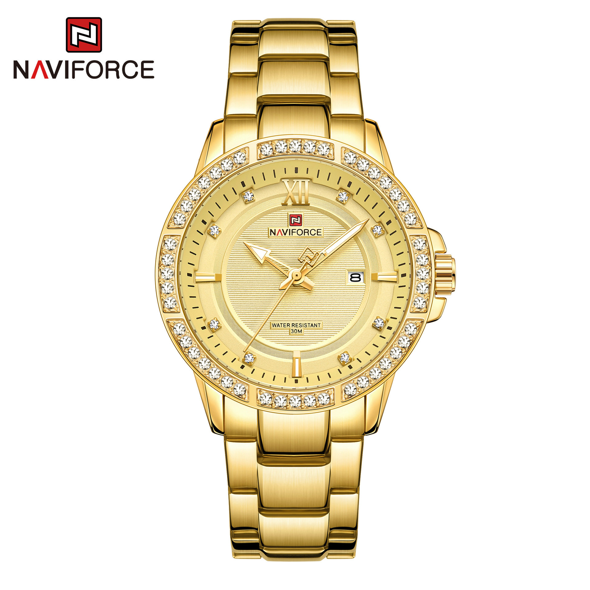 NAVIFORCE/领翔9187男士手表 石英钢带表 日历手表 商务男表腕表