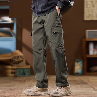 耐磨防风工装 宽松直筒休闲裤 裤 潮牌多口袋户外运动冲锋裤 男士 春季