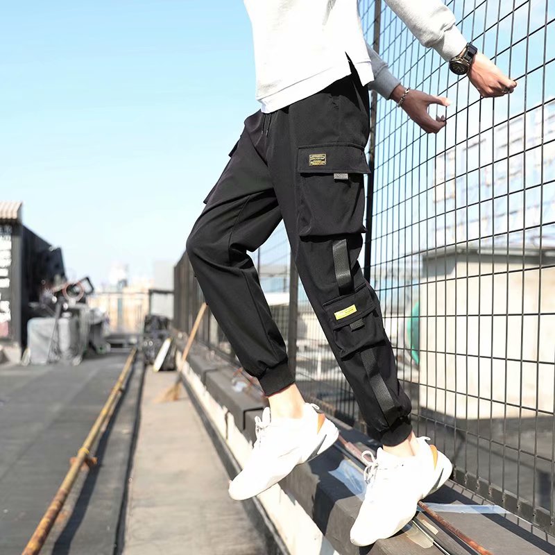 加绒加厚裤子男秋冬季潮牌宽松束脚工装裤韩版冬天百搭潮流休闲裤