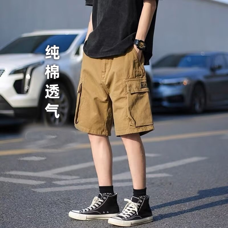 夏季薄款工装短裤男美式宽松复古五分裤子潮牌ins外穿运动中裤