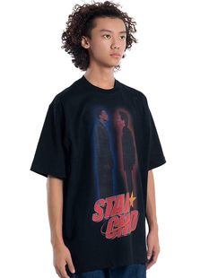 STARCHILD尖峰时刻RUSHHOUR经典电影人像印花宽松休闲圆领短袖T恤