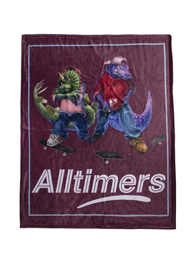 现货正品ALLTIMERS BLANKET滑板恐龙鳄鱼图案超大休闲毯毛毯出游
