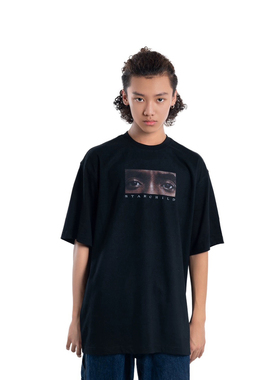 STARCHILD 黑豹人像印花纪念查德维克博斯曼宽松休闲圆领短袖T恤