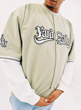 现货正品YARDSALE刺绣贴布字母LOGO休闲短袖纽扣棒球衬衫Sierra男