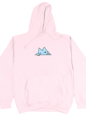 现货LEON KARSSEN蓝污猫印花PAWOFF加绒宽松连帽卫衣粉色帽衫情侣