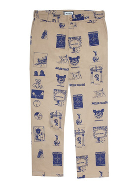 现货 Fucking Awesome涂鸦满印CUT OUTS滑板街头宽松工装裤卡其色