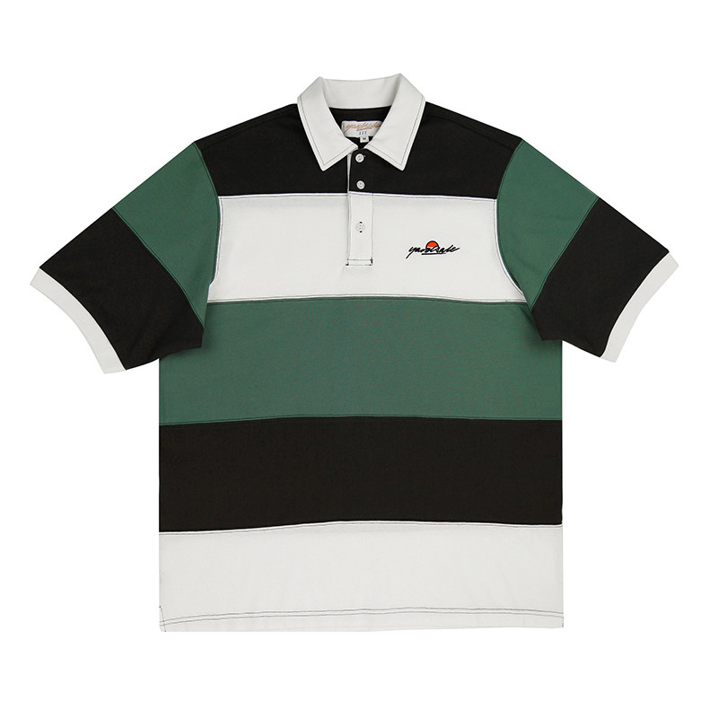 YARDSALE Gardena Polo 短袖衫 英国滑板 刺绣logo 条纹拼接拼色