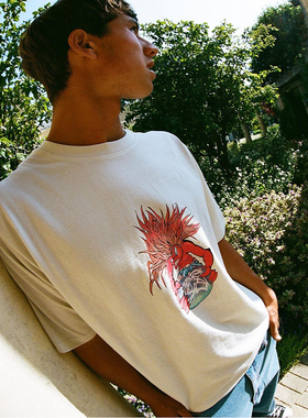 YARDSALE 小恶魔地球印花WorldOrder英国滑板宽松纯棉圆领短袖T恤