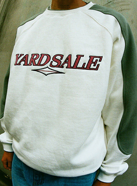 现货 YARDSALE CLUB CREW 英国滑板圆领刺绣logo混纺双领袖口套头