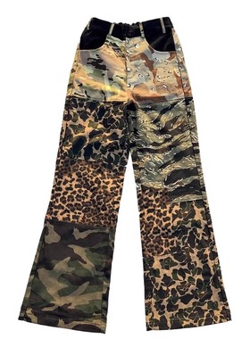 AONE4SURE 迷彩豹纹拼接工装长裤超宽松直筒百搭显瘦街头潮流原创