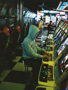 RAGAZZO GONEGIRL 天蓝色刺绣标语拉链开衫厚实连帽卫衣秋冬情侣