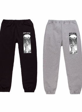 现货Fucking Awesome 爆炸印花刺绣LOGO街头滑板宽松休闲长裤绒裤