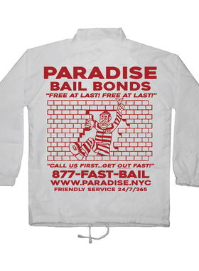 现货正品PARADIS3美潮滑板标语印花宽松休闲教练夹克纽扣外套情侣