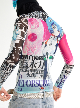 AONE4SURE x Toryondacloud动漫二次元绫波丽网纱紧身压缩长袖T恤