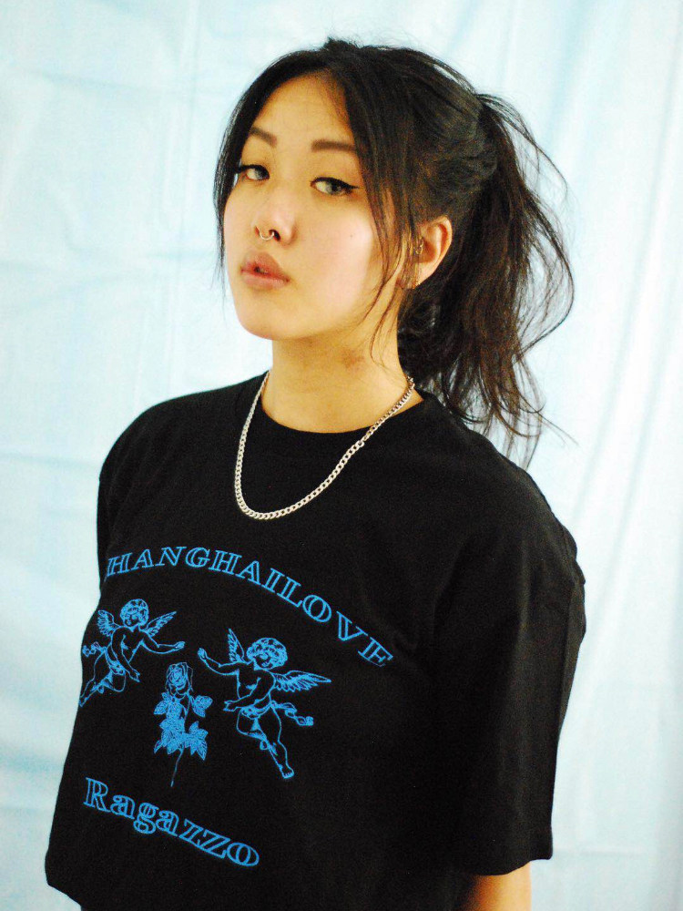 RAGAZZO ShanghaiLove 上海爱小天使印花圆领休闲宽松短袖T恤情侣