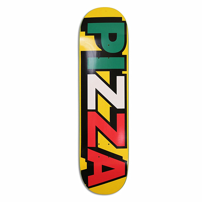 现货 PIZZA SKATEBOARDS Tri Logo Deck Yellow 滑板板面
