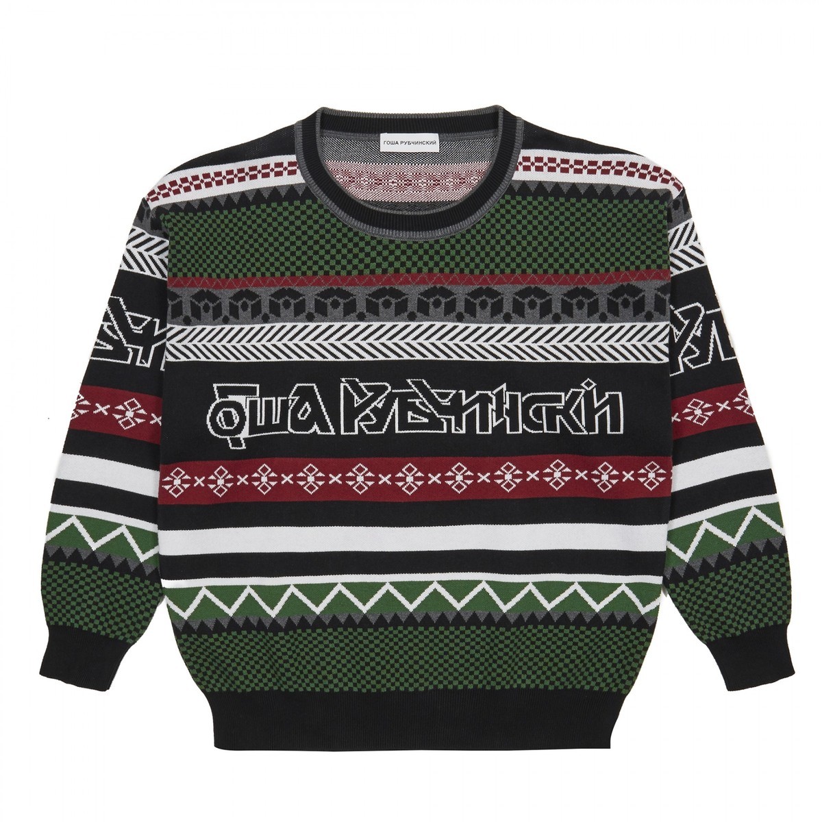 现货正品GOSHA RUBCHINSKIY俄罗斯条纹圆领宽松休闲毛衣针织衫