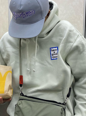 现货 have a good time 基础款帽衫加绒卫衣 蓝LOGO FRAME HOODIE