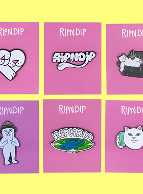 现货ripndip中指猫贱猫铁质书包