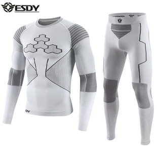 2025新款ESDY户外内衣裤男秋冬保暖骑行速干排汗滑雪运动健身套装