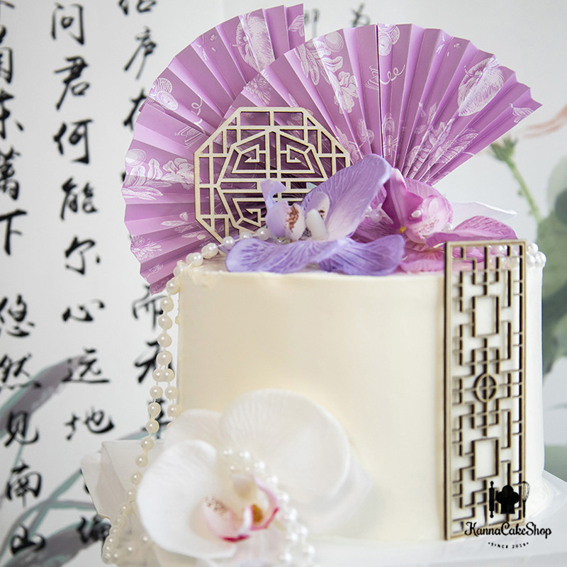 中式屏风蛋糕装饰木头蛋糕插牌