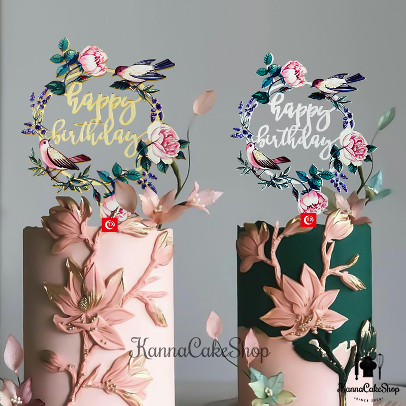 芍药鲜花蛋糕插牌生日派对装饰