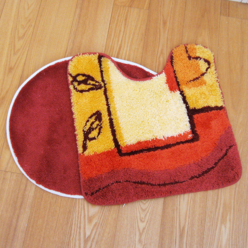 外贸余单清仓出口欧美加厚防滑浴室垫马桶垫两件套卫生间地垫地毯