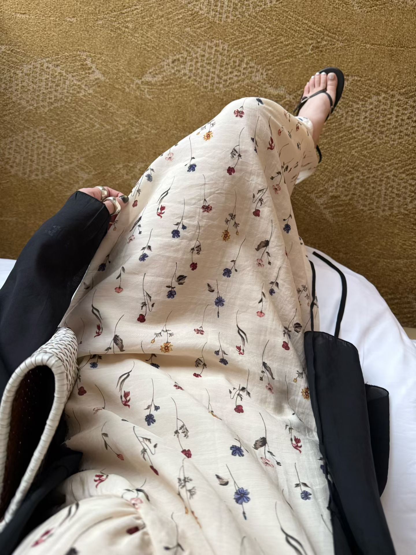 度假风 韩国At brunch V领蕾丝花边碎花无袖显瘦百搭连衣裙