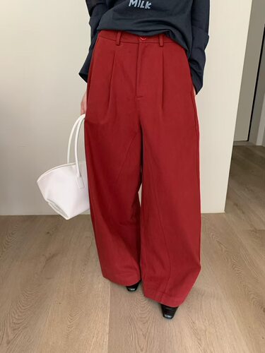 很美的枣红 At brunch韩国25秋高腰气质直筒裤休闲百搭阔腿长裤