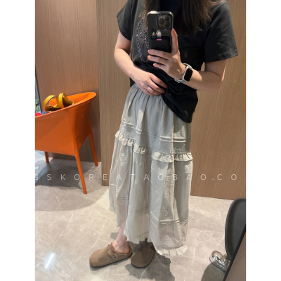 大方仙女裙～现货2026夏季灰色花边好版型不夸张松紧腰半身裙