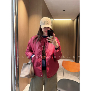 户外日常都好穿~现货2025新款轻量防风薄款大红色棉服外套