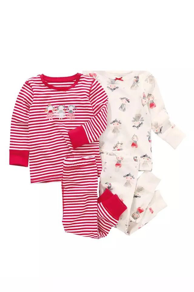 仙女红色条纹长袖长裤睡衣家居服