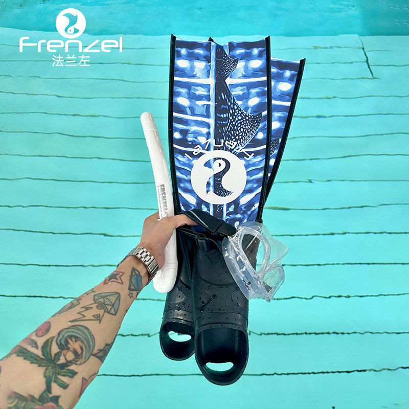 FRENZEL法兰左短脚蹼鲸鲨两用自由潜水肺浮潜蛙鞋纯碳纤维教练蹼