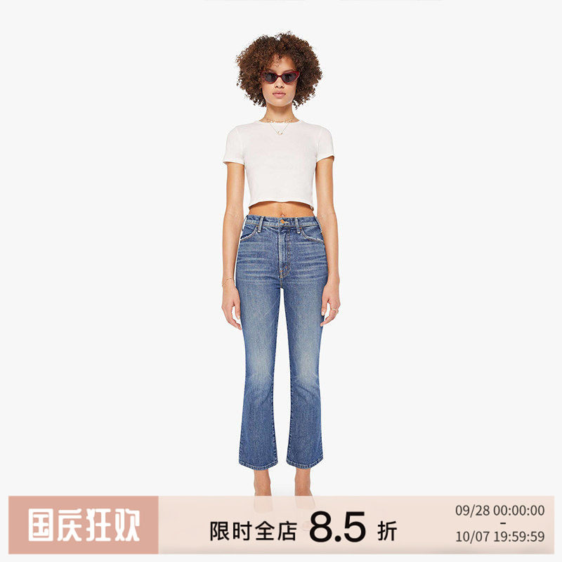 MOTHERDENIM高腰微喇全长牛仔裤图片