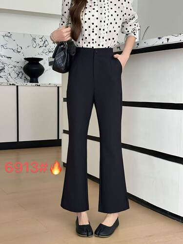 2026新款女秋黑色微喇裤西装裤高腰九分小个子喇叭裤子弹力显腿长
