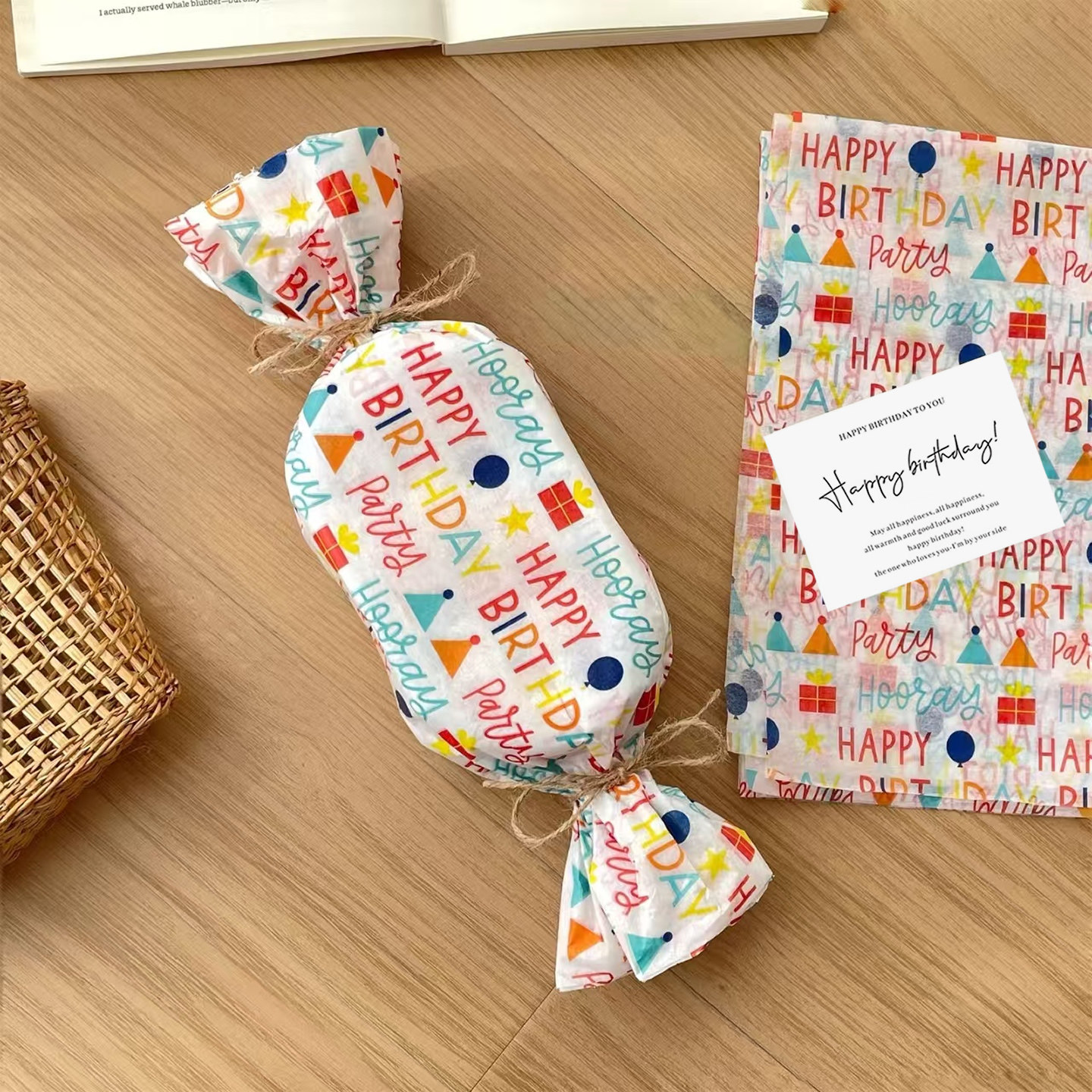 生日礼物包装纸打包涂鸦高颜值可爱快乐大尺寸儿童惊喜氛围感礼品