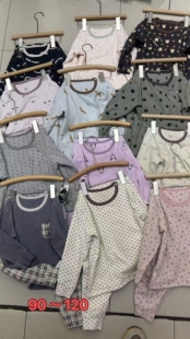 春田暖加厚保暖套装无骨大童双层绵羊绒家居服男女儿童内衣加绒冬