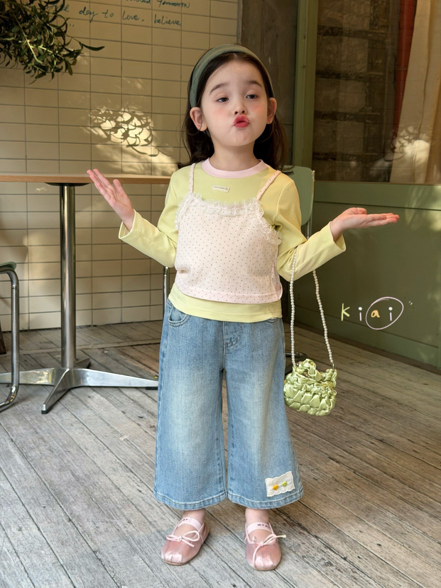 凡妈童装2026春款女童小童韩版波点吊带两件套T恤洋气牛仔直筒裤,童装/婴儿装/亲子装,裤子,淘宝优惠券,粉丝福利购,淘宝优惠卷