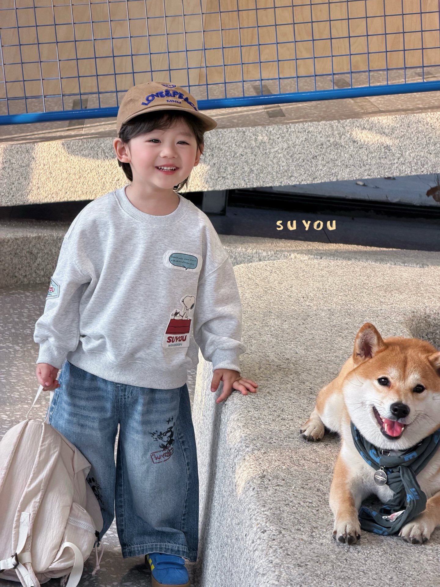 凡妈童装26春新款男童小童韩版动漫卡通印花卫衣米奇牛仔直筒长裤