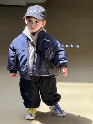 男童秋冬洋气夹克棉服外套棉衣