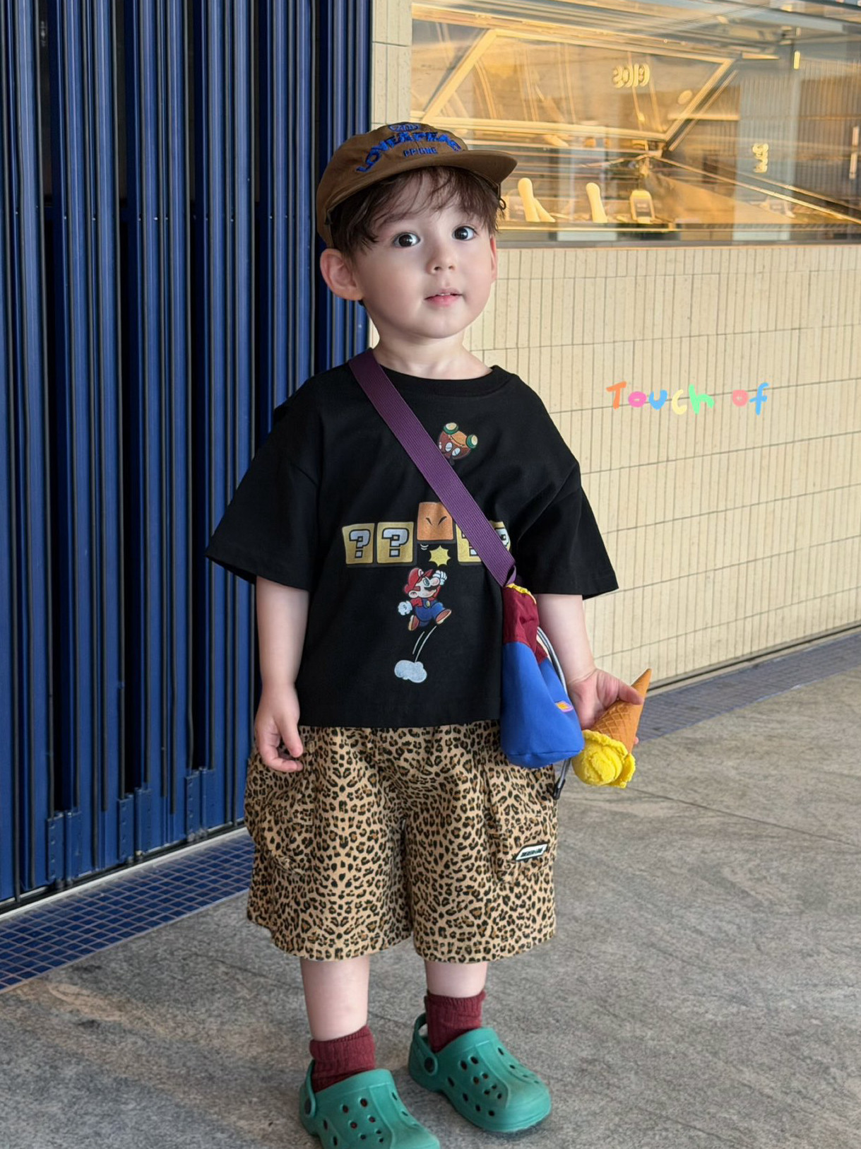 凡妈童装2026夏季新款男童小童韩版豹纹休闲中裤卡通动漫短袖T恤