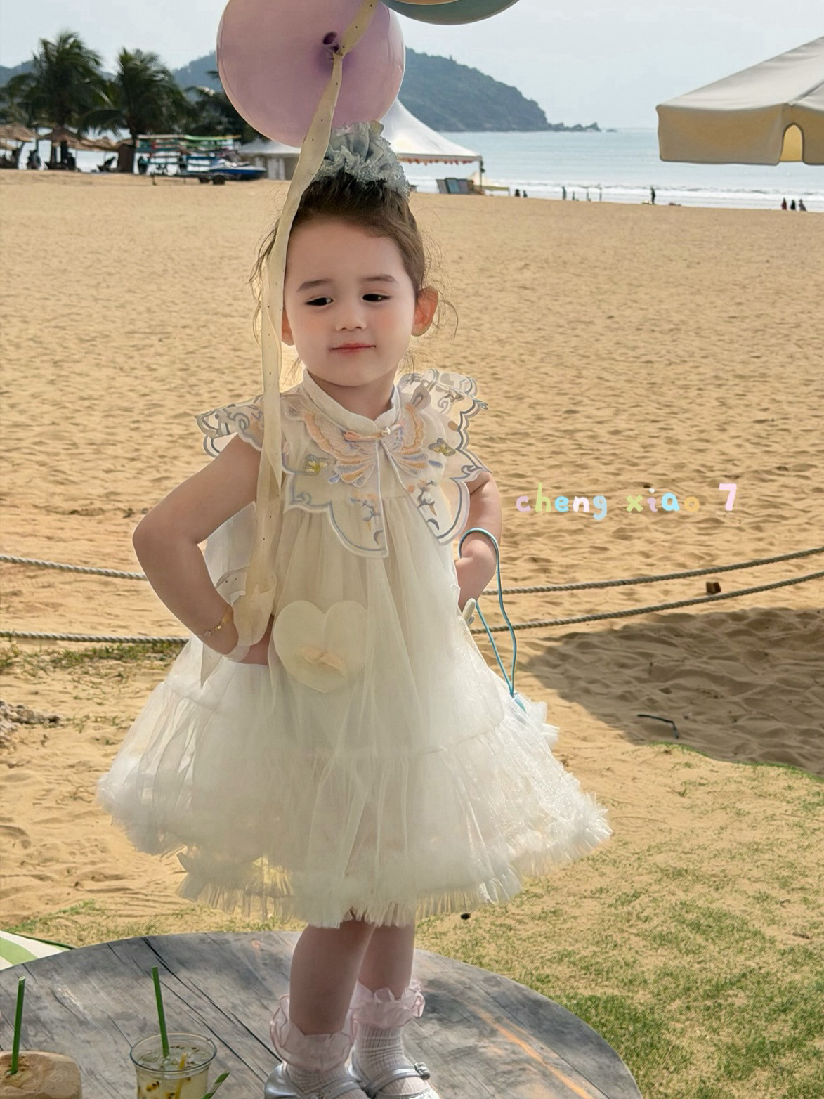 凡妈童装26夏季新款女童小童韩版国风刺绣领公主纱裙蓬蓬裙连衣裙