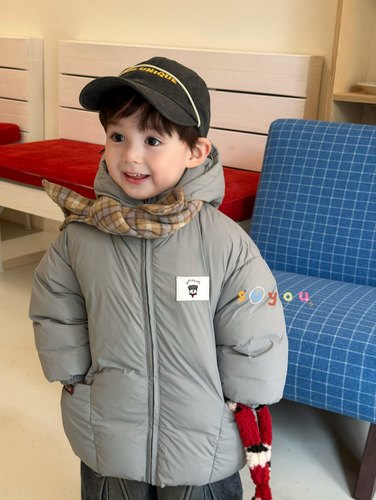 男童韩版卡通立体小狗连帽羽绒服