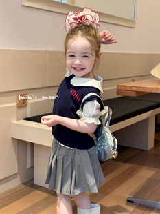 娃娃衫 凡妈童装 学院风针织背心短袖 25春夏新款 半裙 女童小童韩版