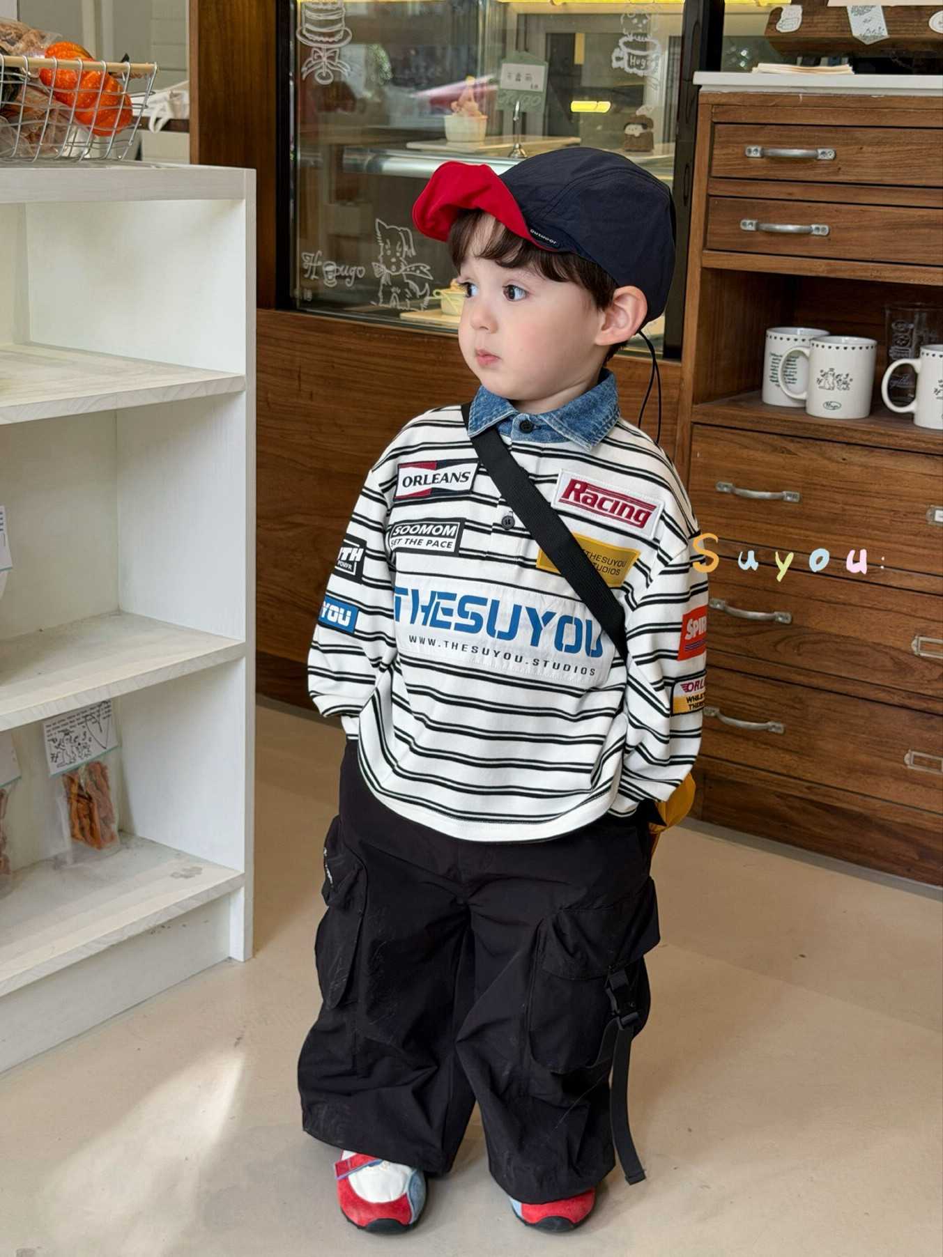 凡妈童装2026春新款男童小童韩版休闲贴标翻领条纹卫衣口袋休闲裤,童装/婴儿装/亲子装,卫衣/绒衫,淘宝优惠券,粉丝福利购,淘宝优惠卷