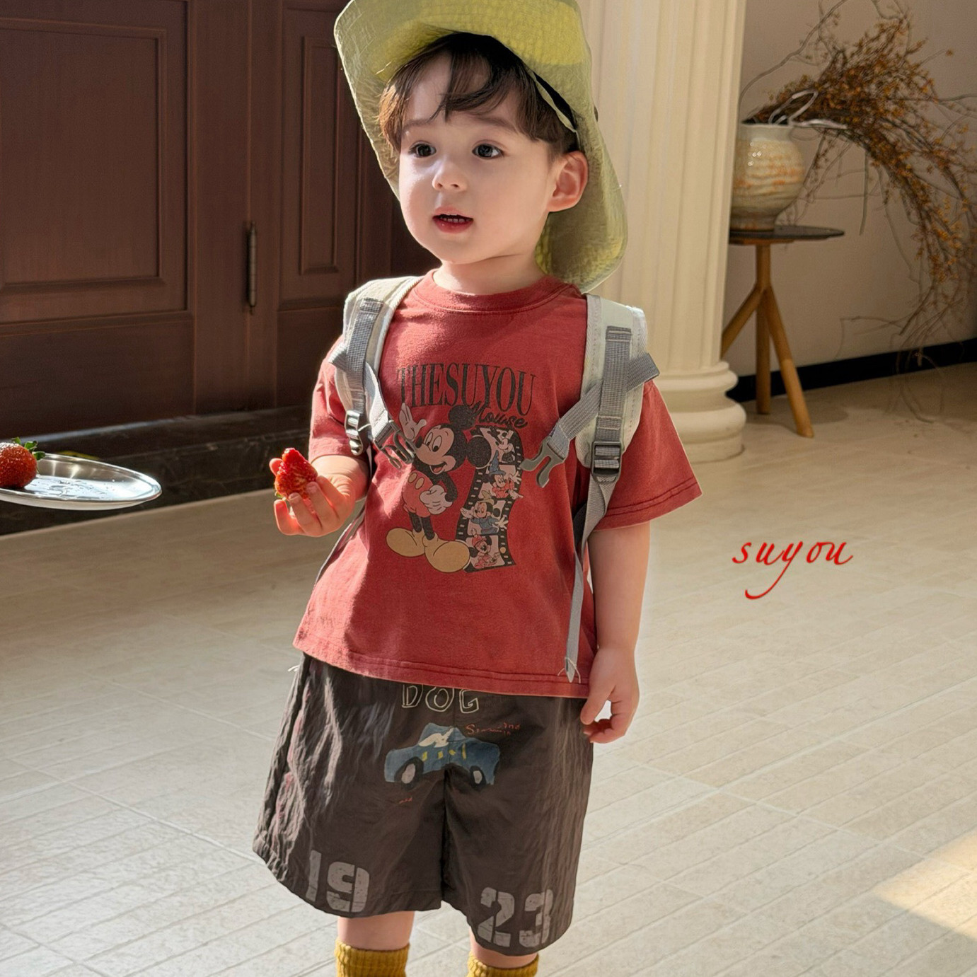 凡妈童装2026夏季新款男童小童韩版印花休闲短裤米奇短袖T恤洋气