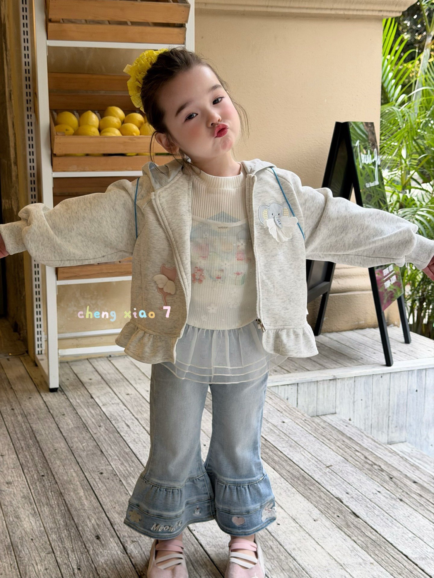 凡妈童装26春款女童小童韩版小象贴布连帽外套网纱T恤喇叭牛仔裤,童装/婴儿装/亲子装,普通外套,淘宝优惠券,粉丝福利购,淘宝优惠卷